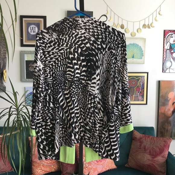 DRAPER'S & DAMON'S size L Black & Cream Print Textured Slinky Knit Jacket - Picture 3 of 4